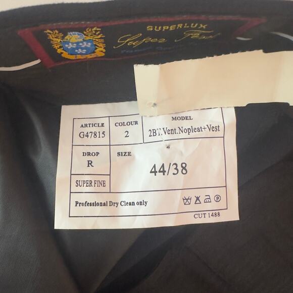 NWOT Giorgio Fiorelli Men’s Superlux Unhemmed Dress Pants Size 38 Black Office - Picture 4 of 7